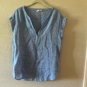 Blue Linen Gap blouse size S